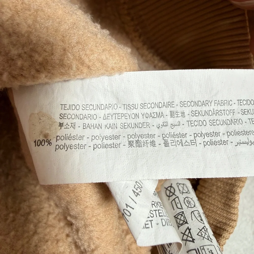 Zara Girl Tan Bow Sweatshirt Puffed Shoulder Fleece Pullover Camel Brown Size 14